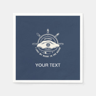 Serviette En Papier Thème Nautique Bleu Marine Votre Texte