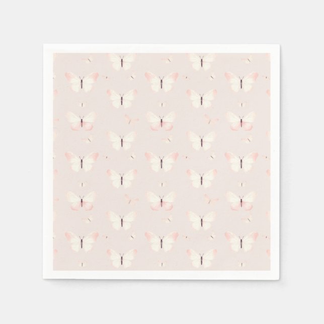 Serviette En Papier Thème Papillon Anniversaire (Devant)