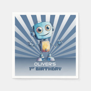 Serviette En Papier Thème Robot Rétro 1er Anniversaire