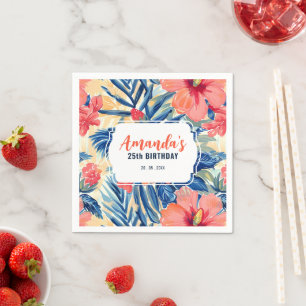 Serviette En Papier Thème tropical d'anniversaire Motif floral à fleur