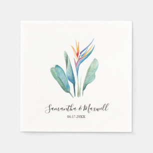 Serviette En Papier Thème Tropical Mariage Plage Personnalisé