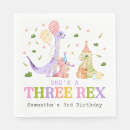 Serviette En Papier Three Rex Dinosaur Birthday