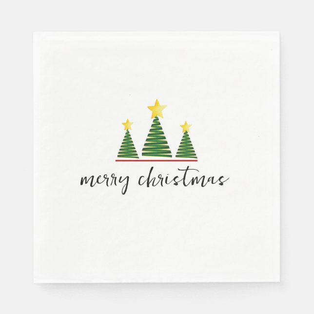 Serviette En Papier Three Trees, Merry Christmas Paper Napkin (Devant)