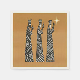 Serviette En Papier Three Wise Men Black & White Christmas Nativity