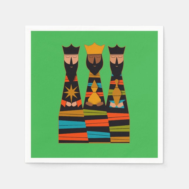 Serviette En Papier Three Wise Men Modern Mid-Century (Devant)