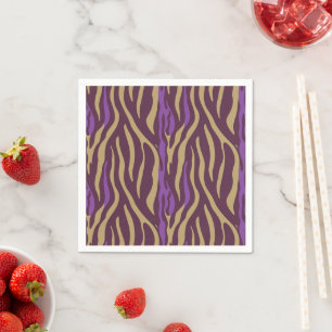 Serviette En Papier Tiger Stripes Motif en Purple & Gold Decoupage