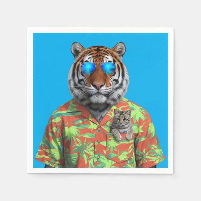 Serviette En Papier Tigre et Tabby Napkin (Devant)