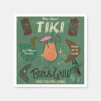 Serviette En Papier Tiki Bar&Grill Retro Cocktail Serviettes