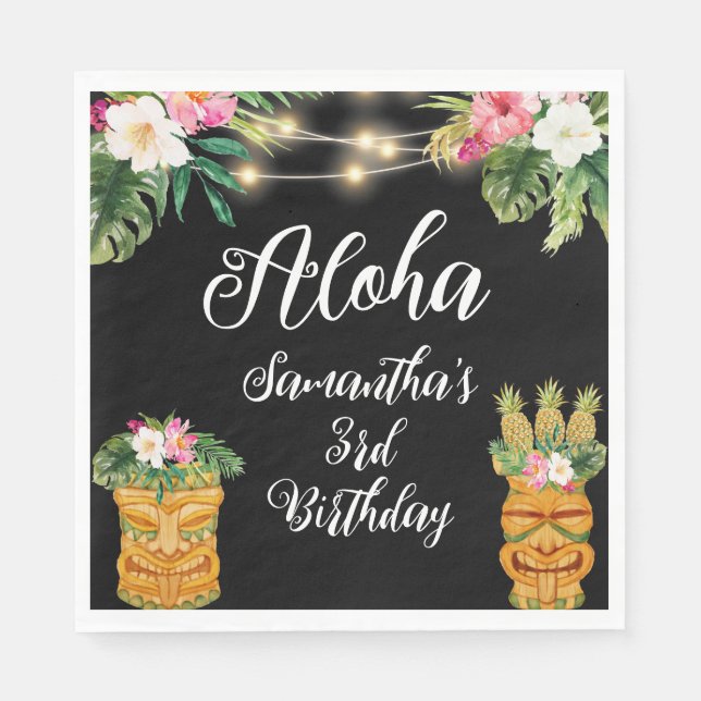 Serviette En Papier Tiki Hawaiian Aloha Tropical Birthday Luau Party (Devant)