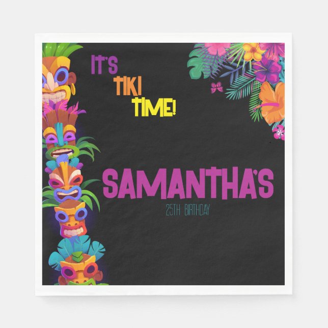 Serviette En Papier Tiki Heure Anniversaire (Devant)