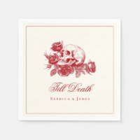 Till Death Red Skull Rose Mariage gothique