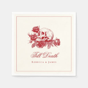 Serviette En Papier Till Death Red Skull Rose Mariage gothique