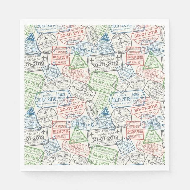 Serviette En Papier Timbres Visa de voyage (Devant)