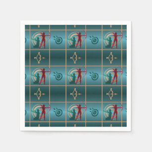 Serviette En Papier Tir à l'arc et flèche - Motif vert