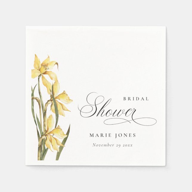 Serviette En Papier Tirade de narcisse floral aquarelle mariage (Devant)