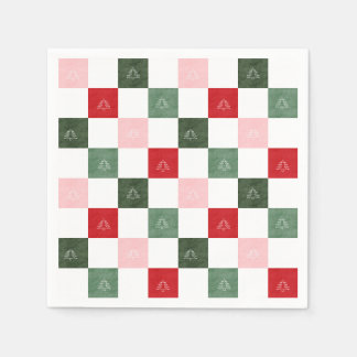 Serviette En Papier Titre Arbre toujours vert à carreaux | C rustique