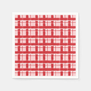 Serviette En Papier Titre Motif carreauté texturé rose et rouge Cla