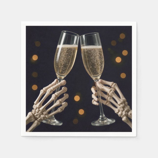 Serviette En Papier Toast Champagne de Skeleton Halloween (Devant)