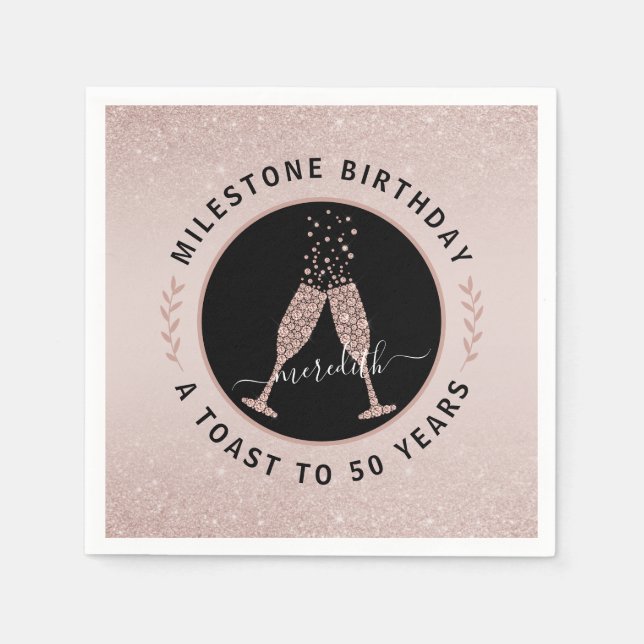 Serviette En Papier Toast de 50e Parties scintillant d'anniversaire pe (Devant)