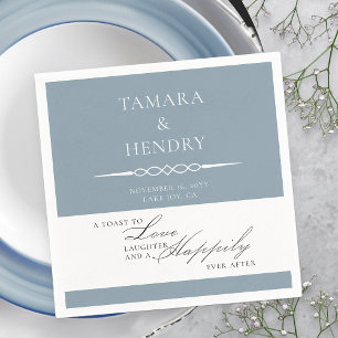 Serviette En Papier Toast de mariage élégant bleu Dusty Personnalisé