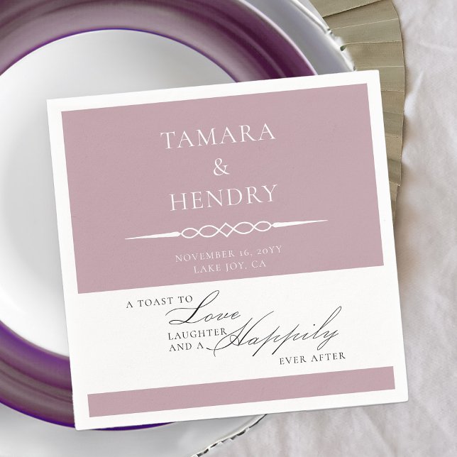 Serviette En Papier Toast de mariage élégant rose Rose poussiéreux Per (Wedding Toast cocktail napkins in dusty rose pink from my Wedding Colors collection)
