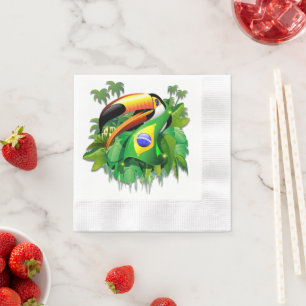 Serviette En Papier Toco Toucan avec Cravate du drapeau brésilien