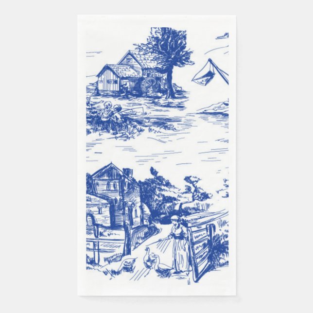 Serviette En Papier Toile Bleu Français Tour (Devant)