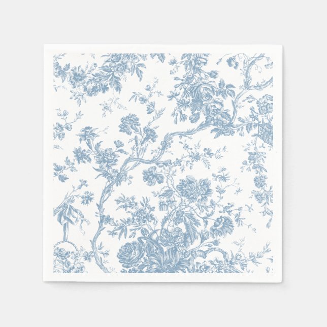 Serviette En Papier Toile bleue de Jouy papier Napkin (Devant)
