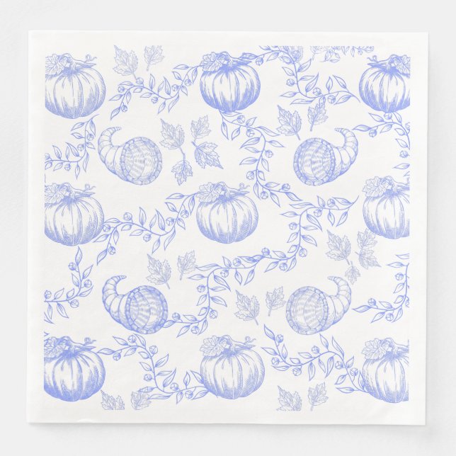 Serviette En Papier Toile bleue pompine (Devant)