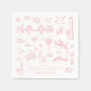Serviette En Papier Toile Charleston en Napkin rose
