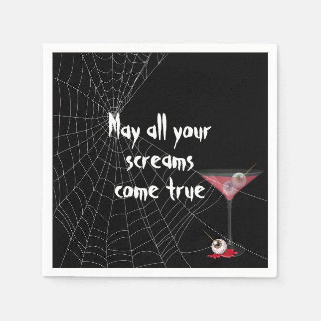 Serviette En Papier Toile d'araignée d'Halloween avec martini au globe (Devant)