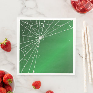 Serviette En Papier Toile d'araignée diamantée verte et blanche scinti