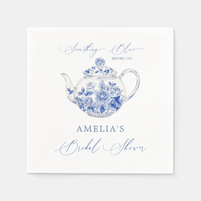 Serviette En Papier Toile de Fête des mariées bleue (Devant)