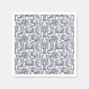 Serviette En Papier Toile de homard bleu marine - Croisade grand-mère