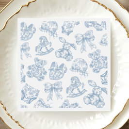 Serviette En Papier Toile de Jouy Bleu Bow Plaque de papier
