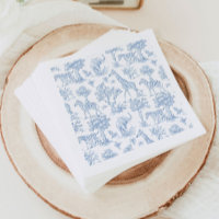 Toile de Jouy Safari animaux Baby shower bleu