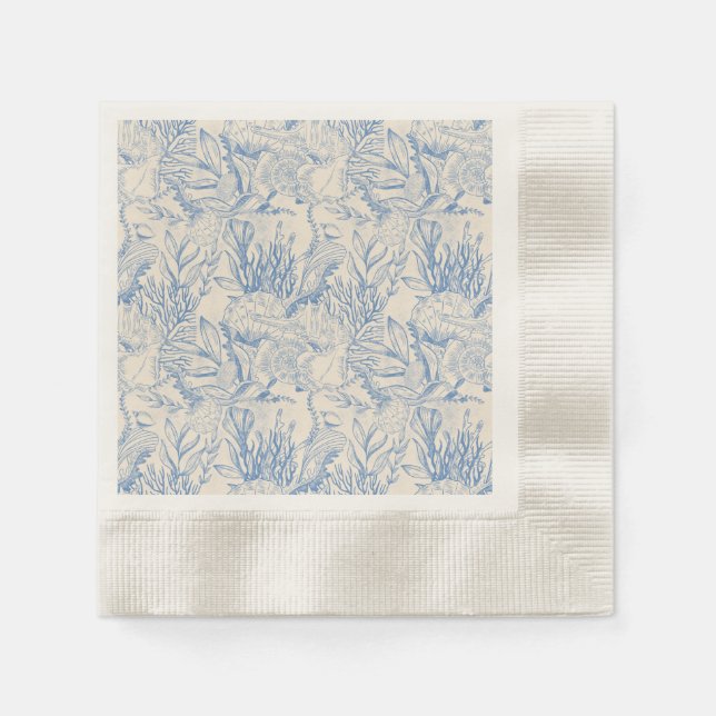 Serviette En Papier Toile élégante bleu océan (Devant)