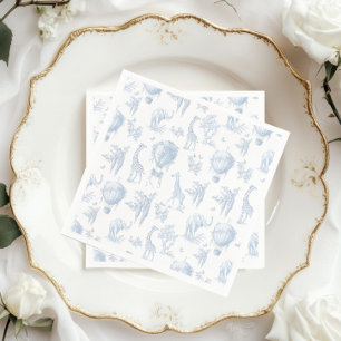 Serviette En Papier Toile Safari Hot Air Balloons Baby shower bleu