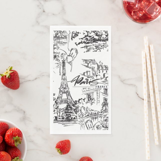 Serviette En Papier Toile Tour Eiffel (En situation)