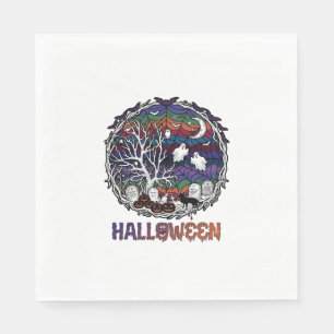 Serviette En Papier Toiles d'araignée d'Halloween Arbres Fantômes Citr