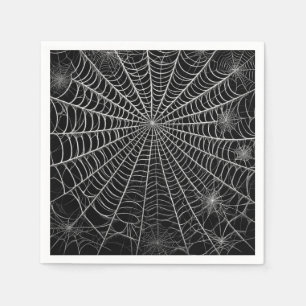 Serviette En Papier Toiles d'araignée noires et blanches Halloween