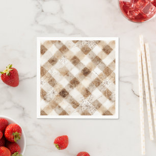 Serviette En Papier Toiles d'araignées carrés crème marron Halloween