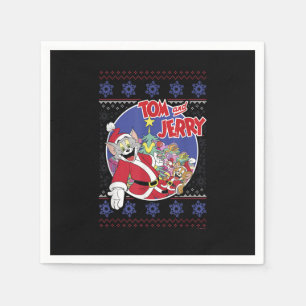 Serviette En Papier Tom Et Jerry Classic Sweater De Noël Laide_1