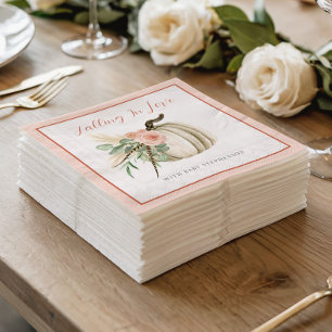 Serviette En Papier Tomber dans l'amour Baby shower Citrouille rose fl