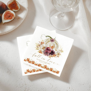 Serviette En Papier Tombez amoureux de la Mariée Florale aux Citrouill