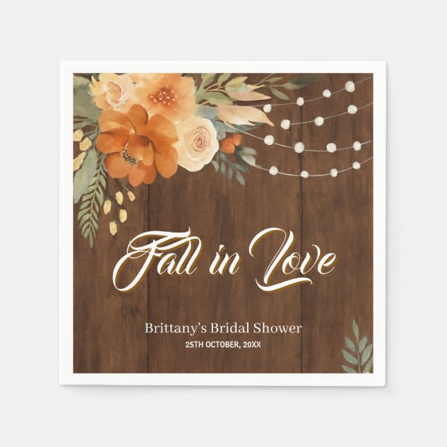 Serviette En Papier Tombez amoureux Fleurs d'automne rustiques Baby Sh (Devant)