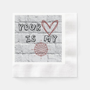 Serviette En Papier Ton coeur est mon boussole