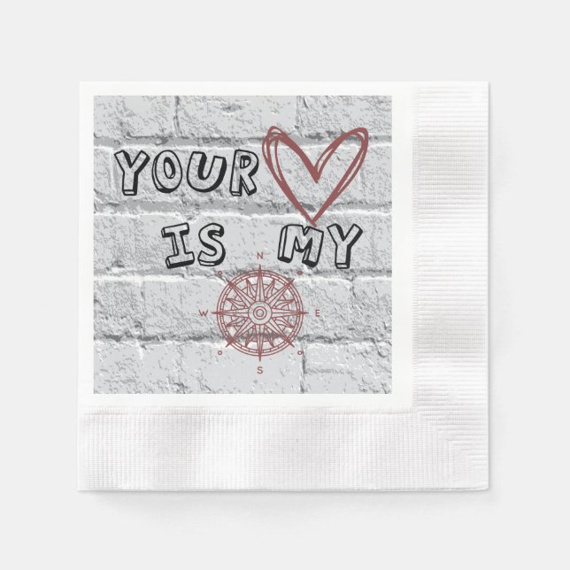 Serviette En Papier Ton coeur est mon boussole (Devant)