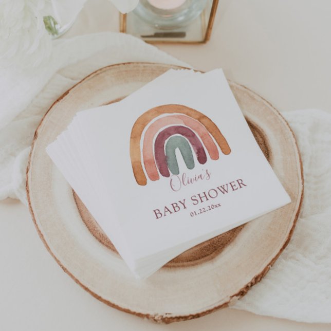 Serviette En Papier Tonage Terre Aquarelle Boho Baby shower arc-en-cie (Créateur téléchargé)