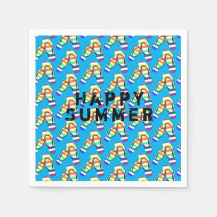 Serviette En Papier tongs arc-en-ciel d'été heureux